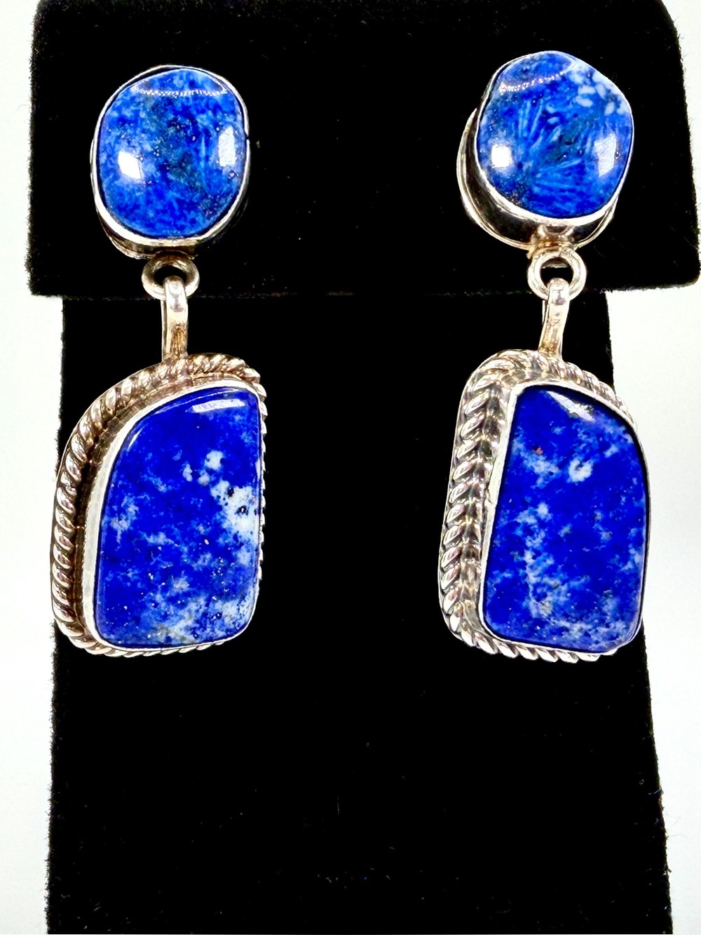 Alfred Martinez Navajo Lapis Lazuli Sterling Silver Dangle Earrings 13g AM 925